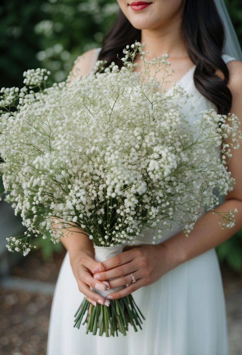 Abundant baby's breath in a Korean-style wedding bouquet, delicate and ethereal