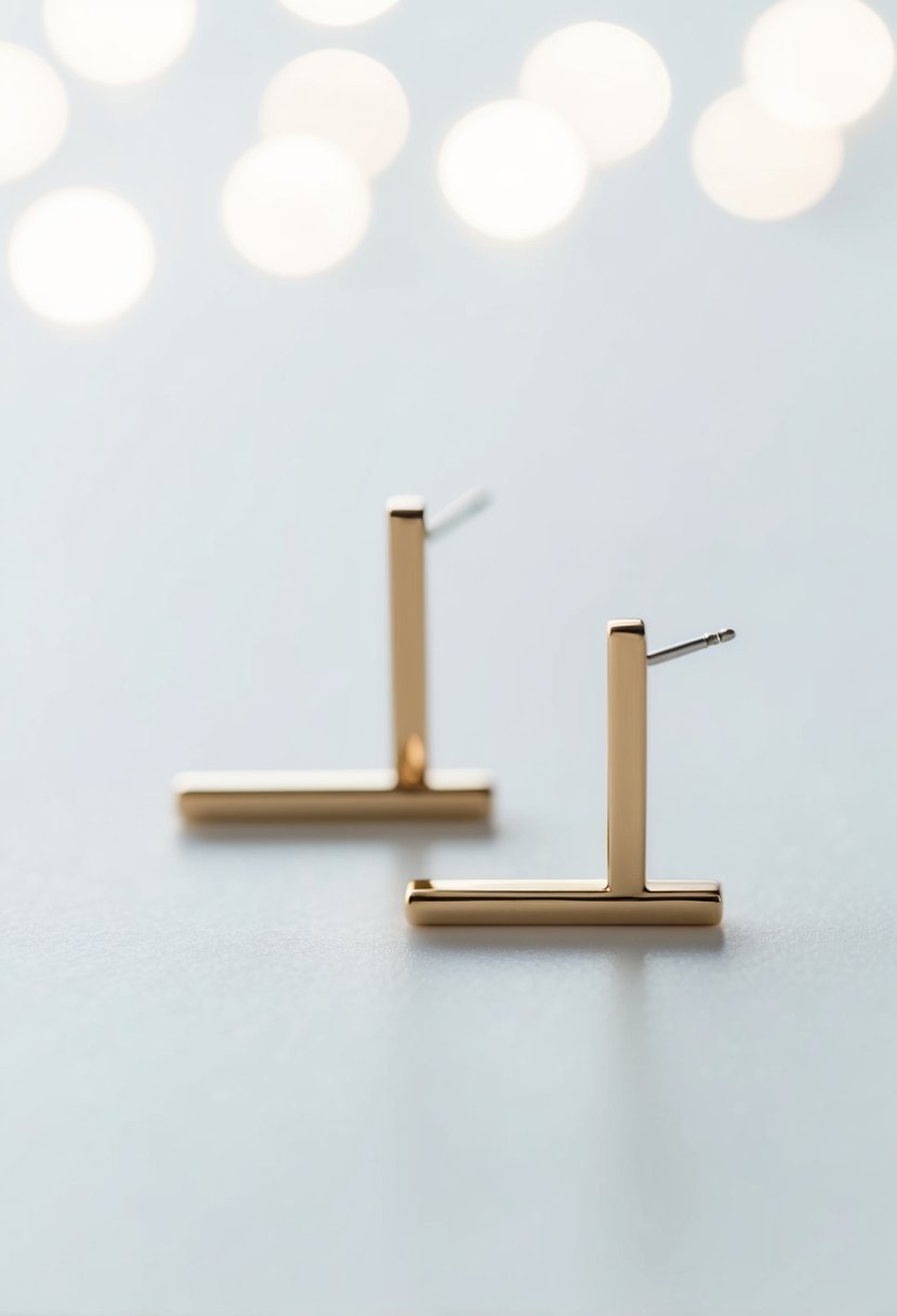 Two simple bar-shaped earrings against a clean, white background