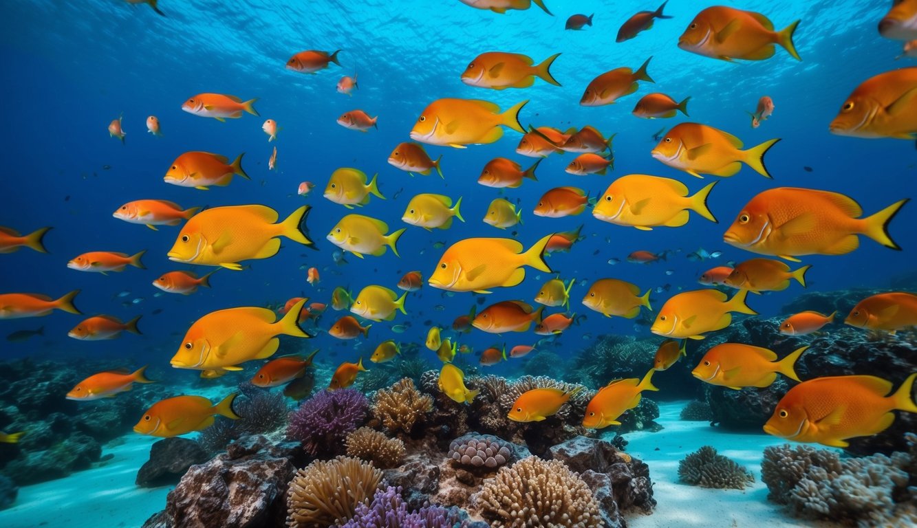 Dunia bawah laut yang berwarna-warni dengan berbagai tingkat kesulitan untuk menembak ikan