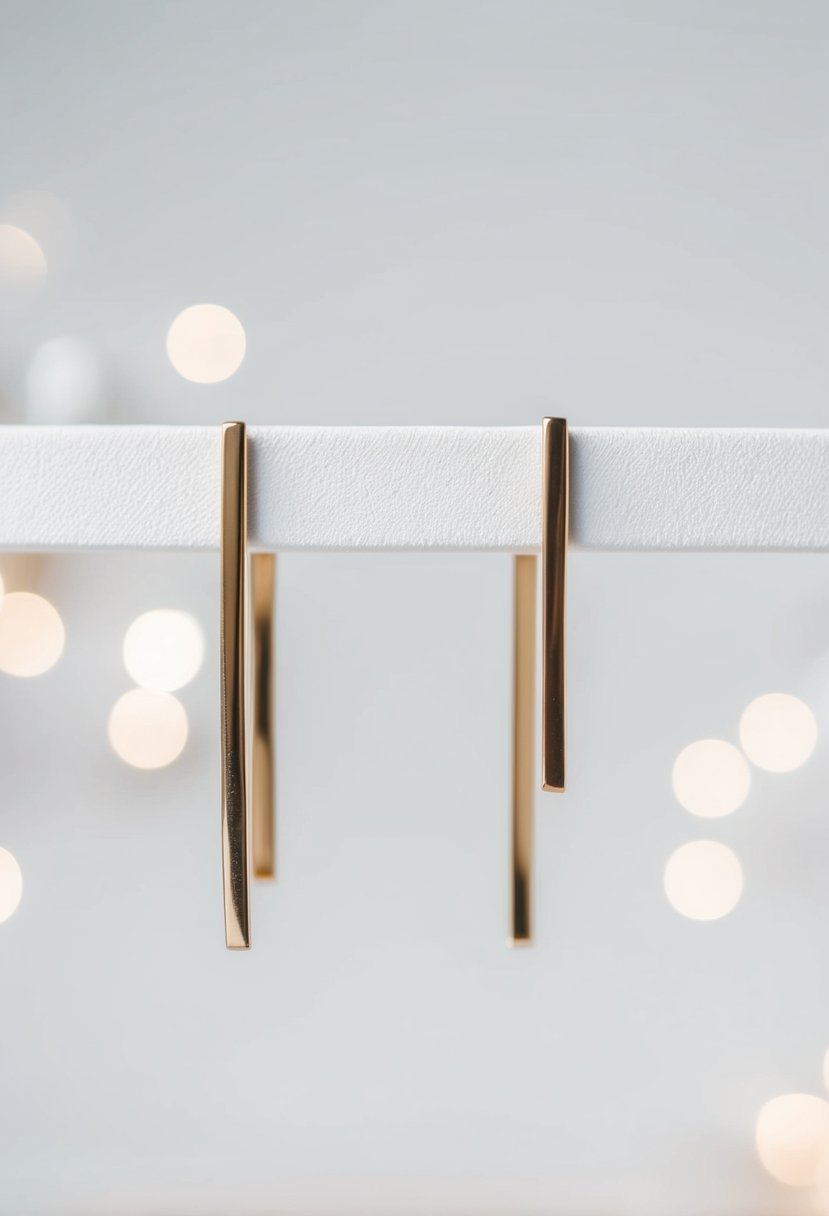 Two simple bar-shaped earrings displayed against a clean, white background