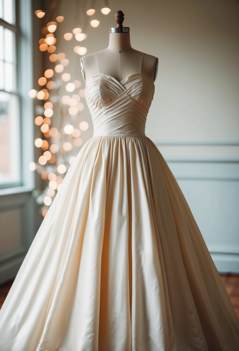 A vintage 40s style strapless gown with elegant simplicity