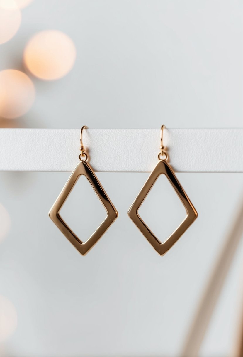 Two simple geometric earrings on a clean, white background