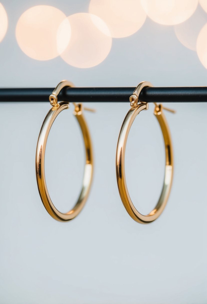 Two simple gold hoops against a white background