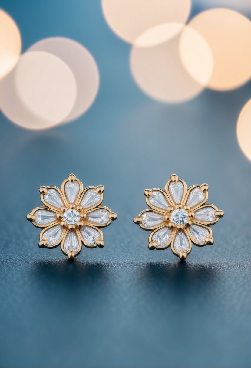 A pair of delicate floral design studs, perfect for a maid of honour at a wedding