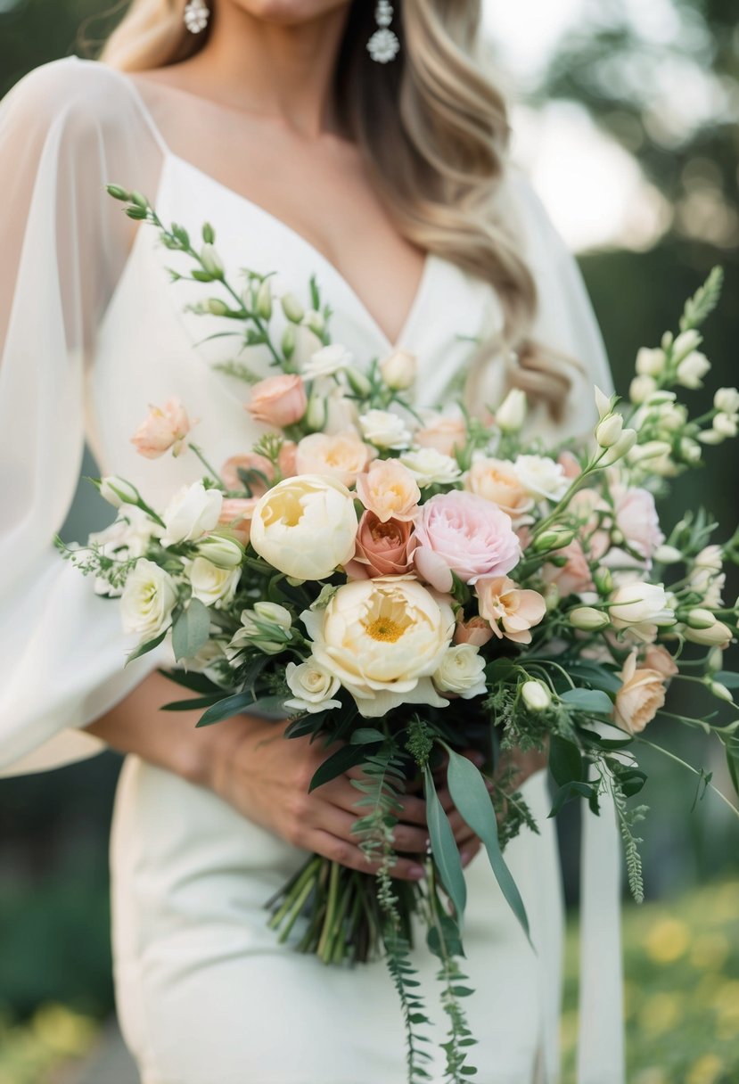 A delicate bouquet of flowers intertwined with elegant earrings