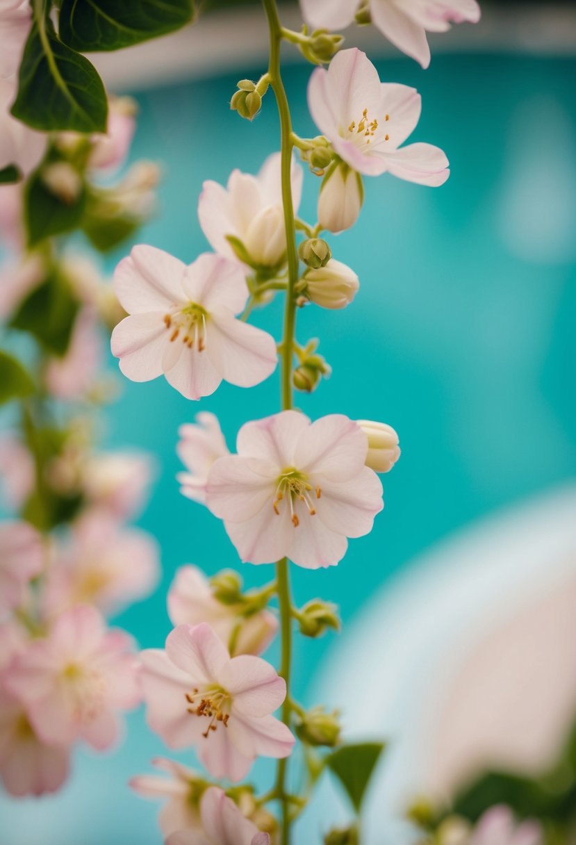 A delicate vine with blooming flowers, inspired by the beauty of Anna Bellagio, serves as the perfect wedding earring idea