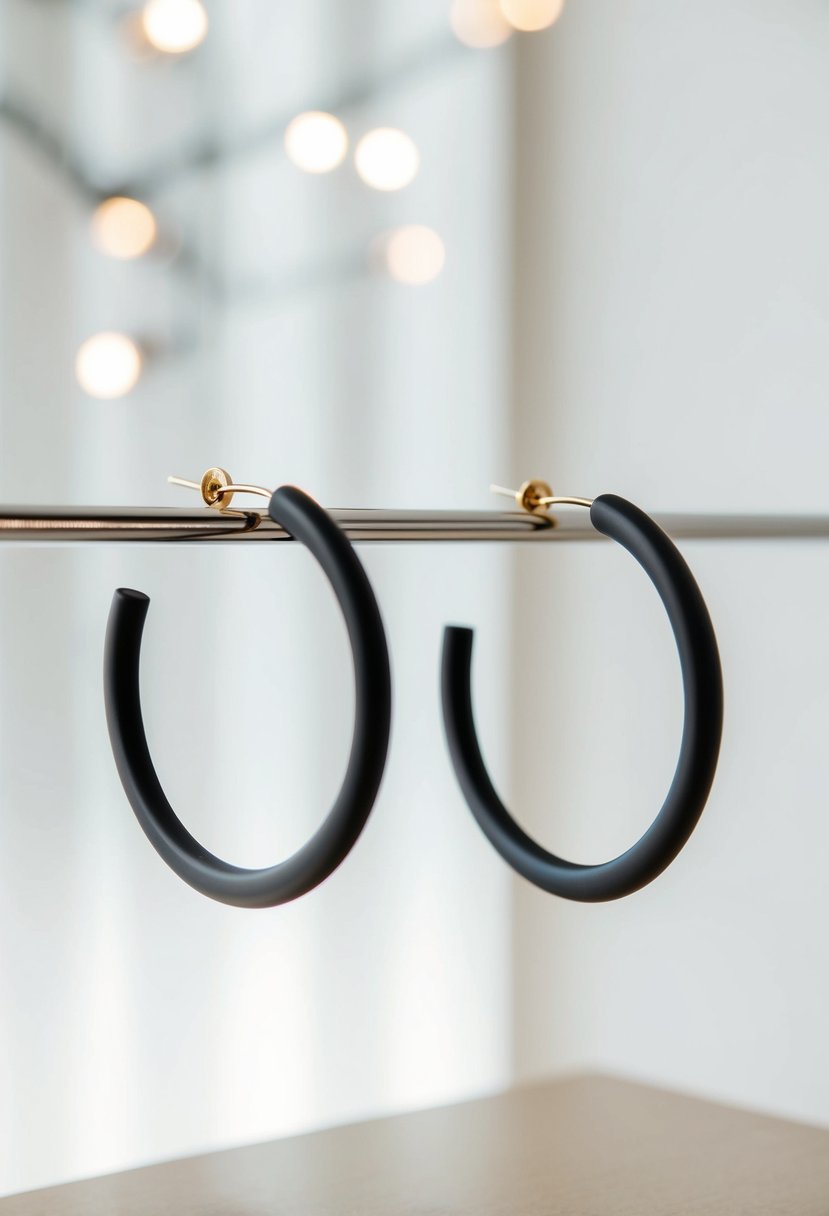 A pair of chic minimalist Korean hoops displayed on a clean, white background with soft lighting