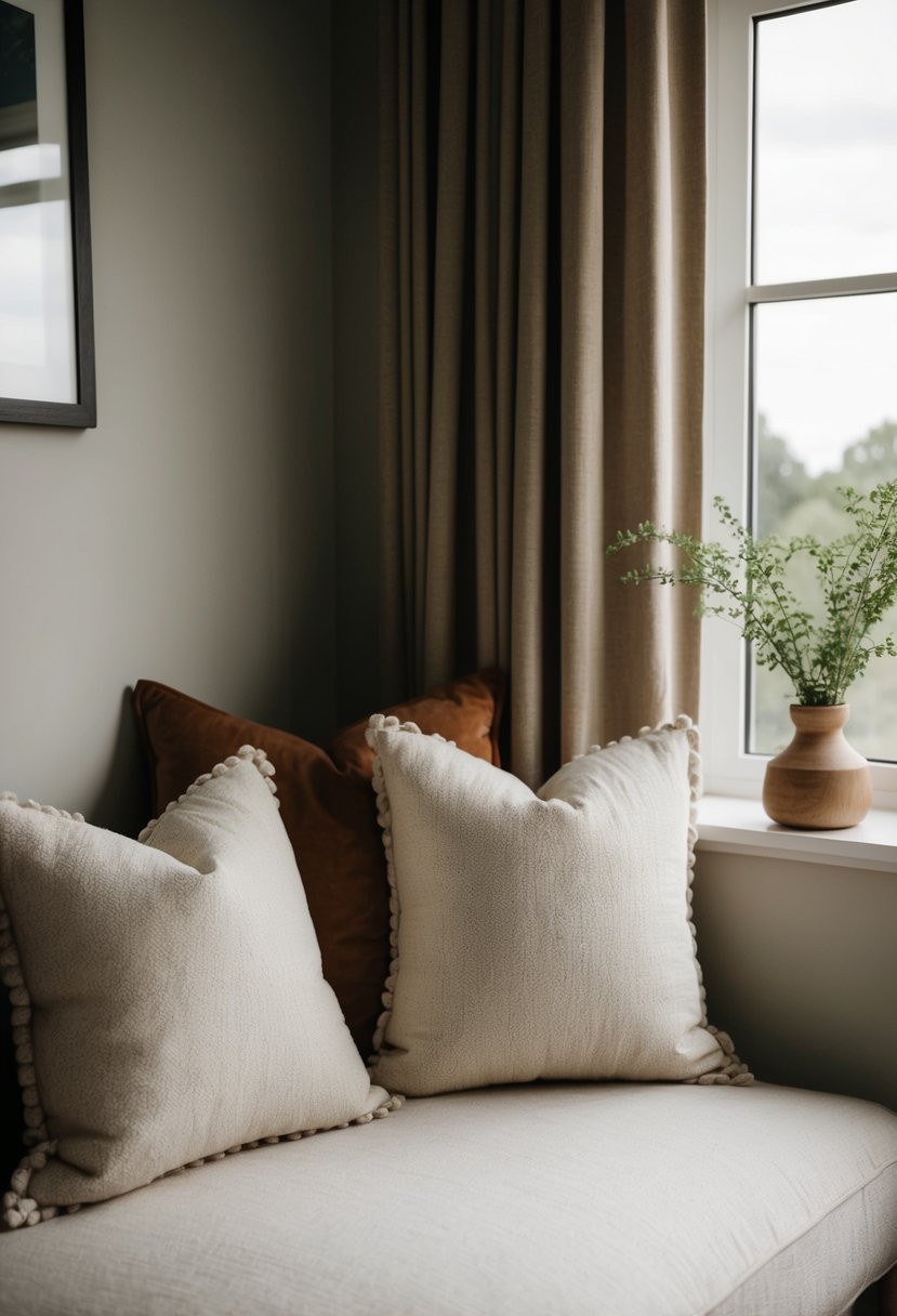 A cozy, secluded corner with soft pillows and a gentle breeze