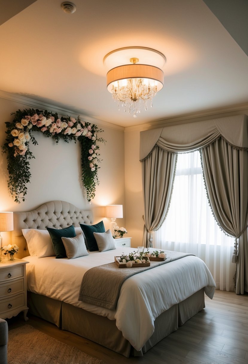 A cozy bedroom transformed into a perfect romantic getaway