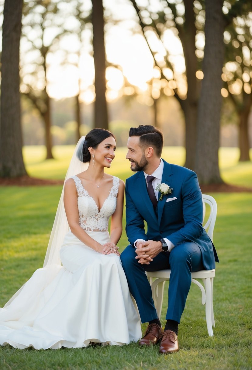 A couple sitting together, discussing their wedding film vision with a videographer