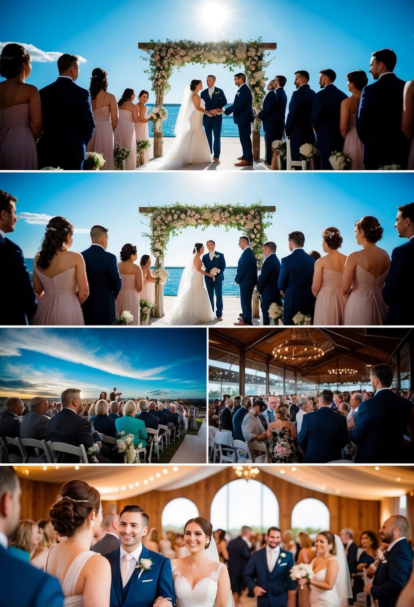 A progression of wedding scenes, from the ceremony to the reception, capturing the emotions and moments of the day