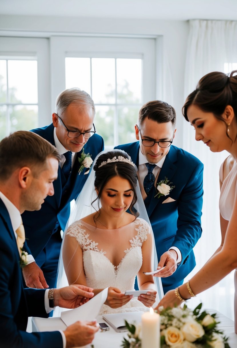 Trusted friends and family receive tasks, keeping bride calm on wedding morning