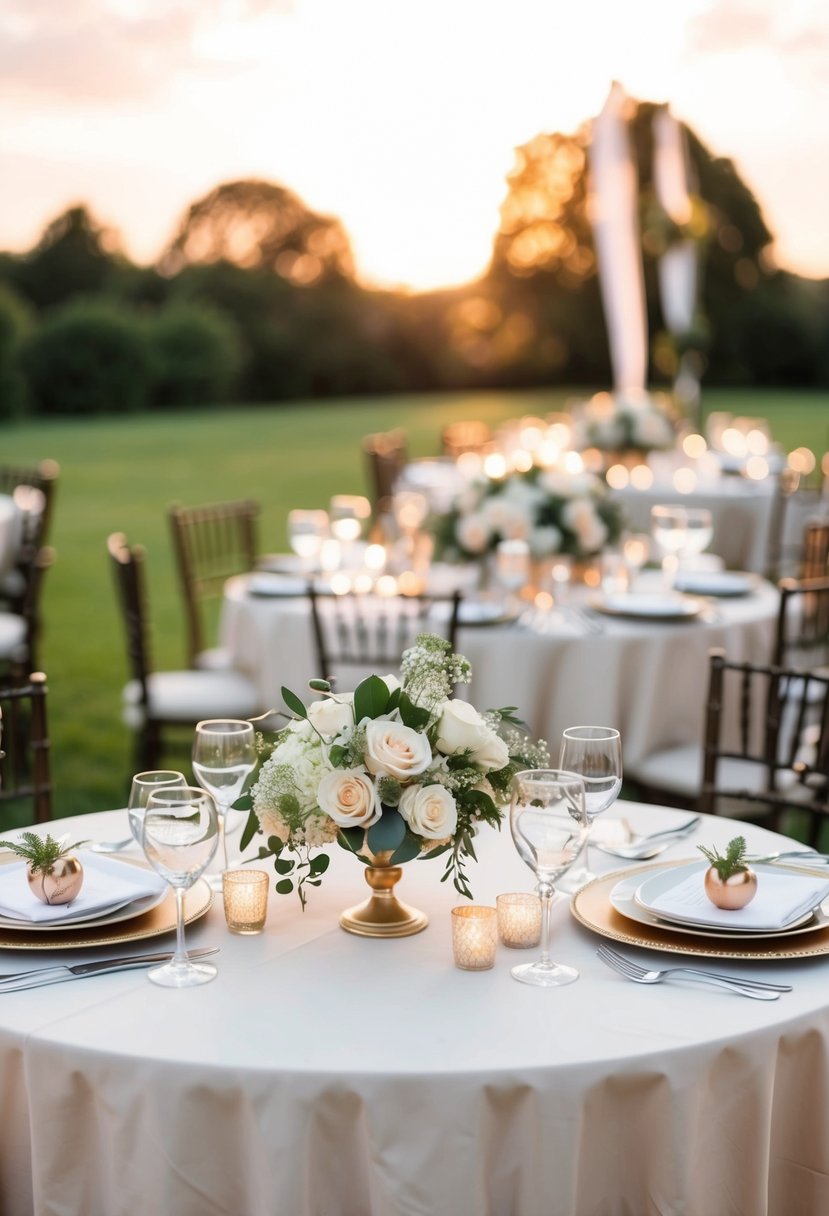 A beautifully decorated sweetheart table with personalized details for a romantic wedding