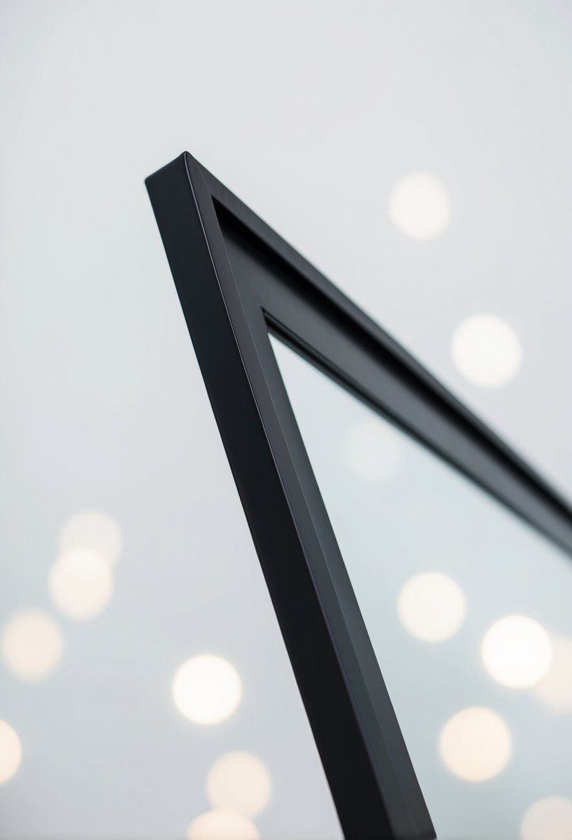 A sleek black metal frame with clean lines and sharp angles, set against a simple white background