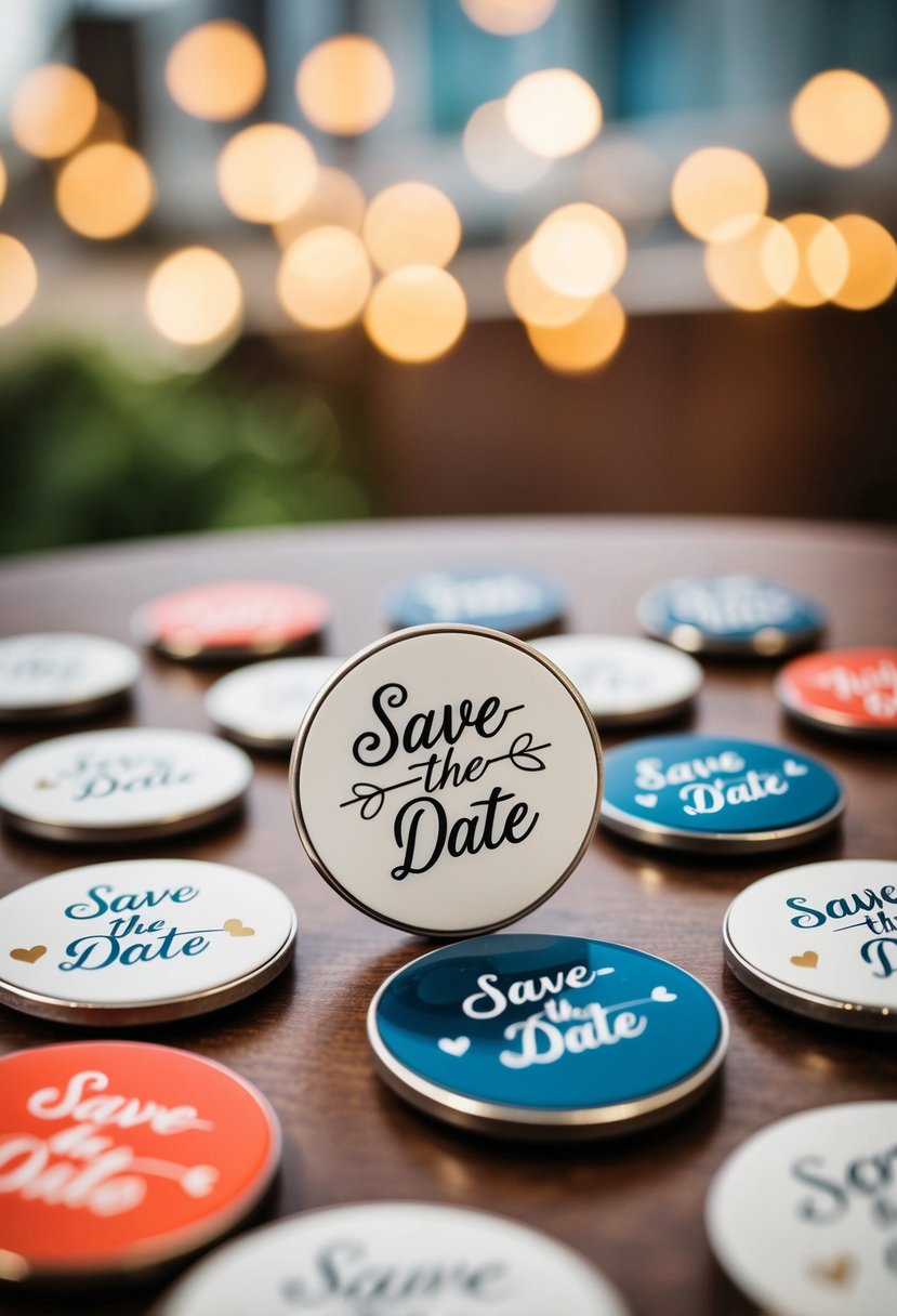 A collection of magnet save-the-date wedding ideas arranged on a table