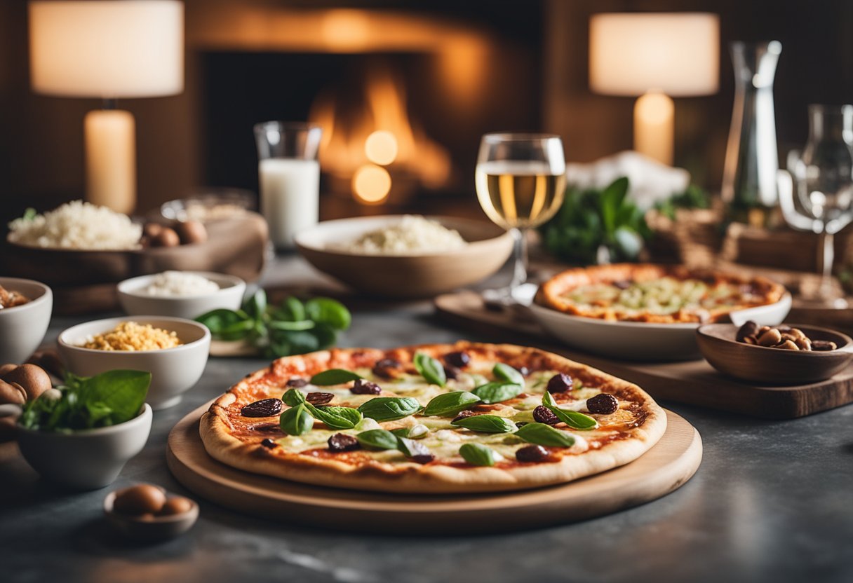 A pizza made with almond flour sits on a table surrounded by 12 keto spa resort meal options