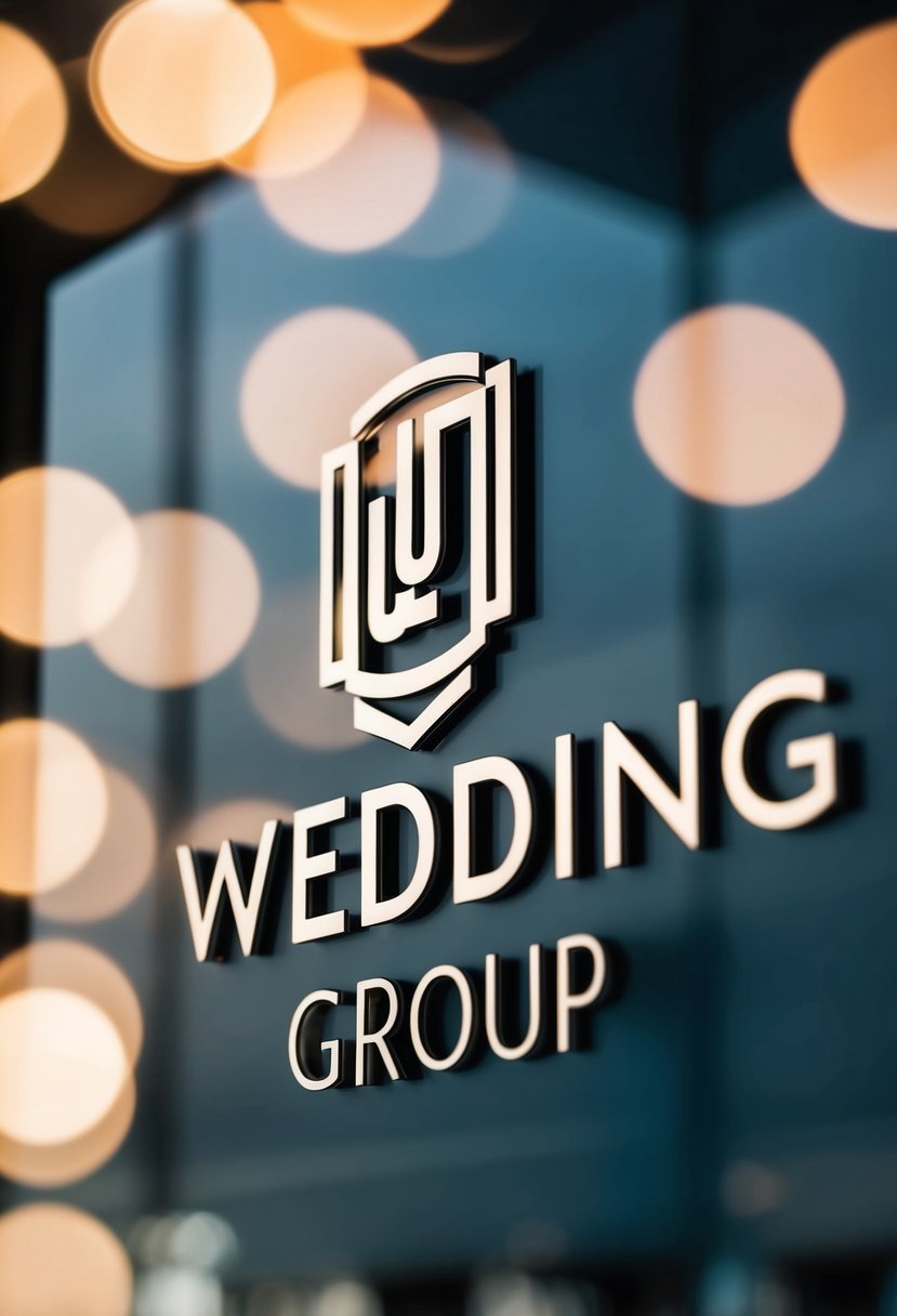 A modern wedding group logo with sleek, elegant font and chic design elements