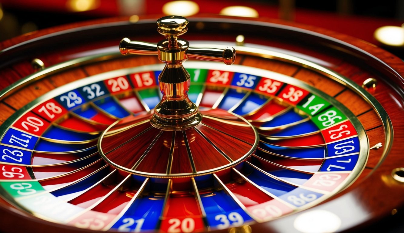 Roda roulette berputar dengan slot berwarna dan bernomor