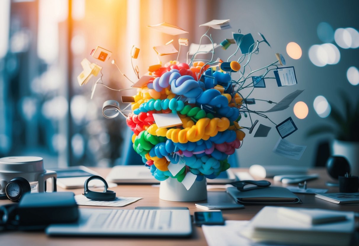 A cluttered mind with chaotic thoughts and overwhelming emotions, causing disruption in daily activities