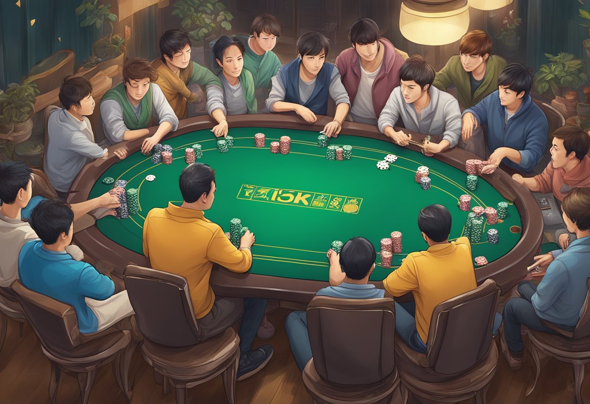 A crowded poker table at Triton Poker series Jeju