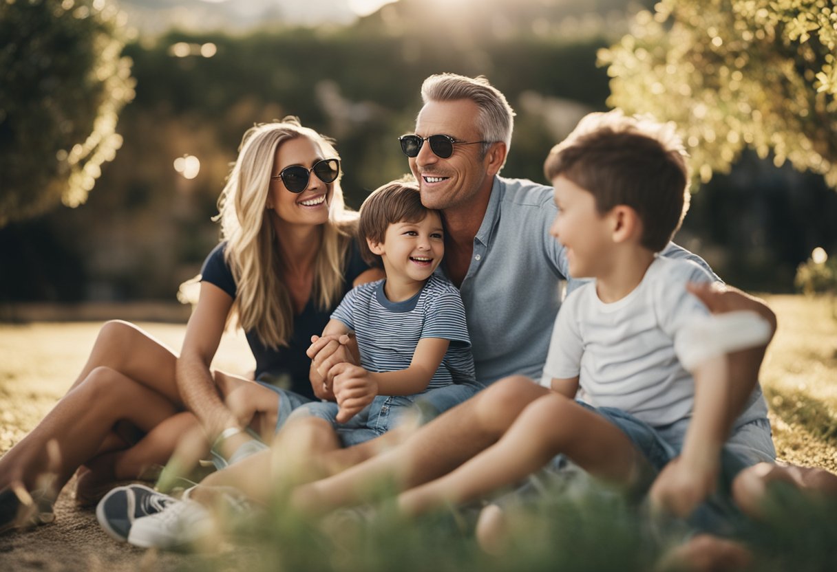 Una familia disfrutando de actividades de ocio en Santa Susanna, divirti&eacute;ndose y fortaleciendo lazos juntos.