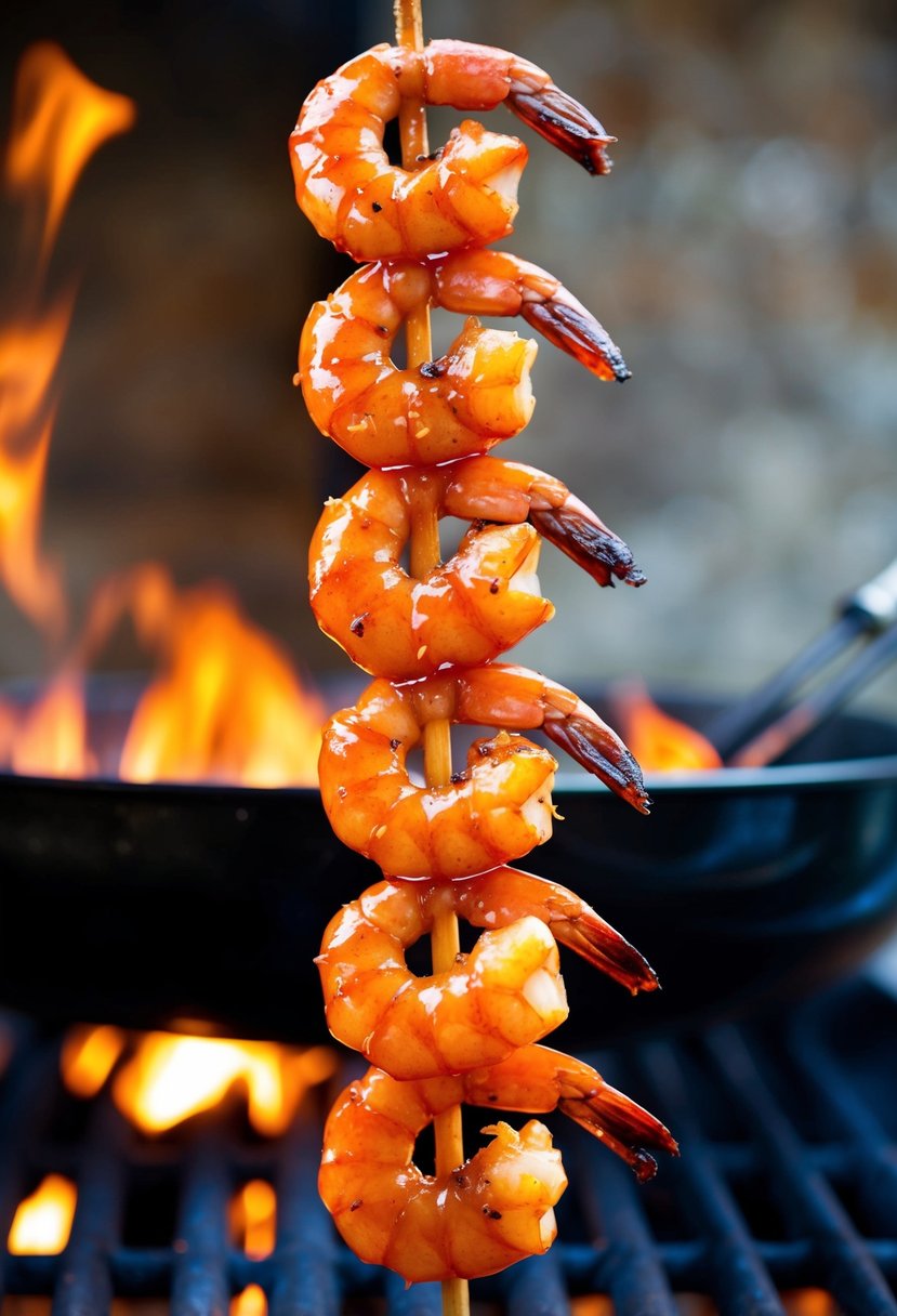 Plump jumbo shrimp marinated in teriyaki sauce, skewered and grilled to perfection over an open flame