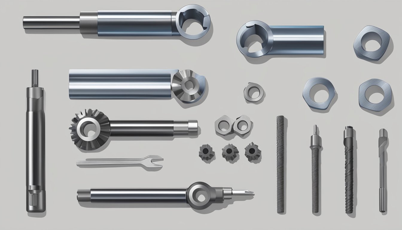 A workshop table with a variety of carbide taps and HSS tools laid out for comparison