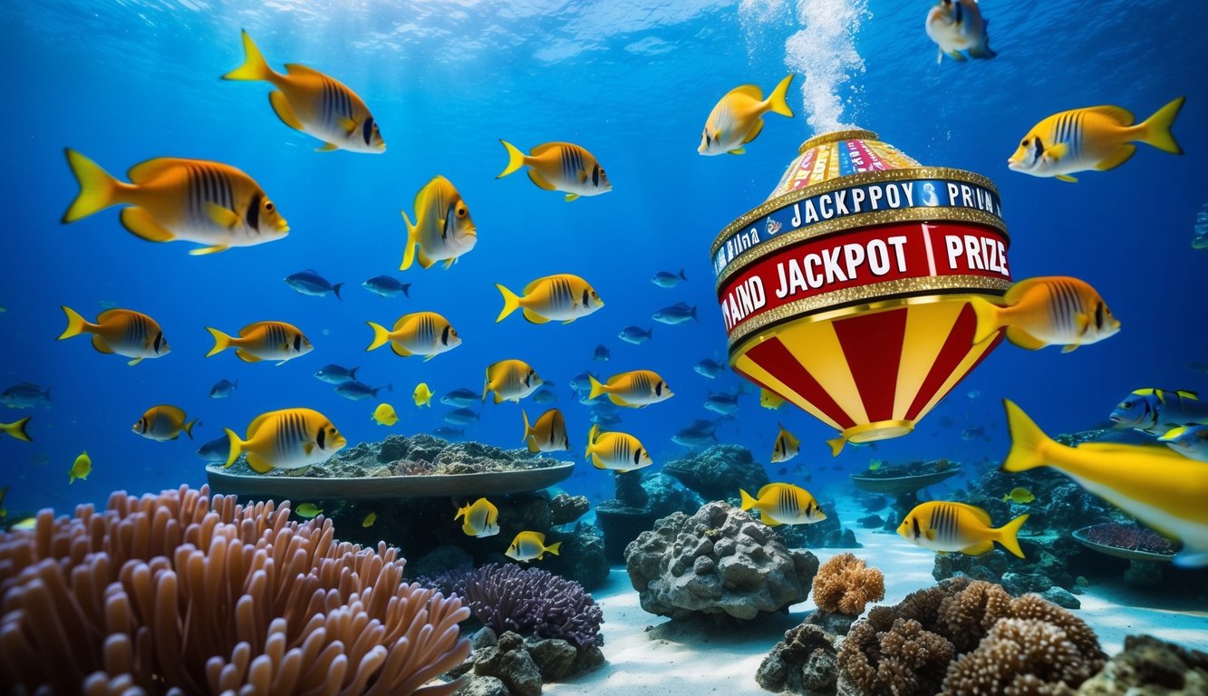 Sebuah dunia bawah laut yang ramai dengan ikan-ikan berwarna-warni dan hadiah jackpot yang megah