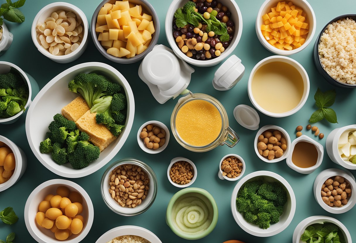 A kitchen counter with various sizes of reusable containers filled with leftover food