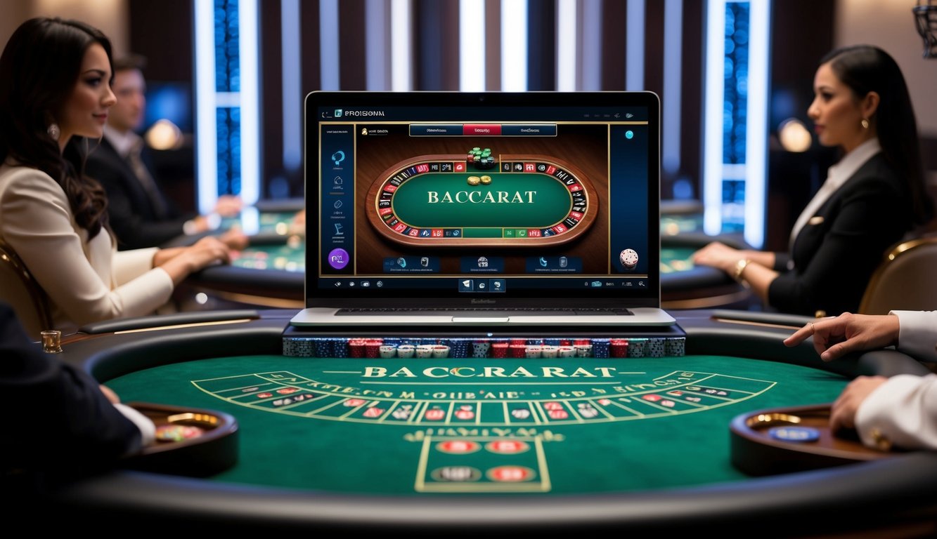 Sebuah platform baccarat online yang ramping dengan fitur streaming langsung, menampilkan meja permainan virtual dengan grafik yang elegan dan dealer profesional