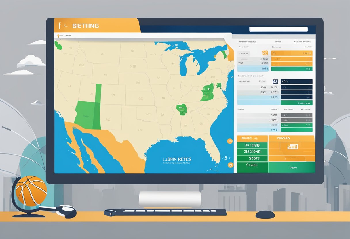 A computer screen displaying a sports betting website with the state of Florida highlighted on a map