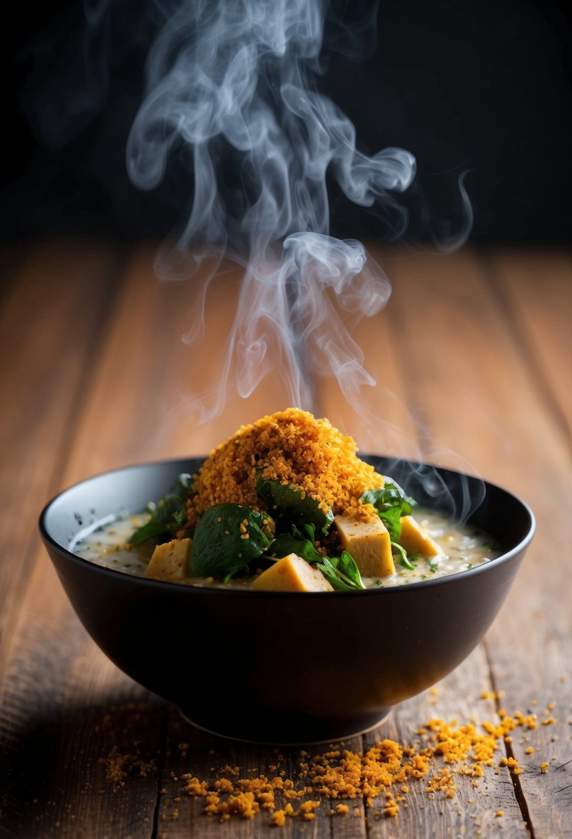 A bowl of steaming ujeqe with a generous sprinkling of phuthu, creating a unique and textured dish