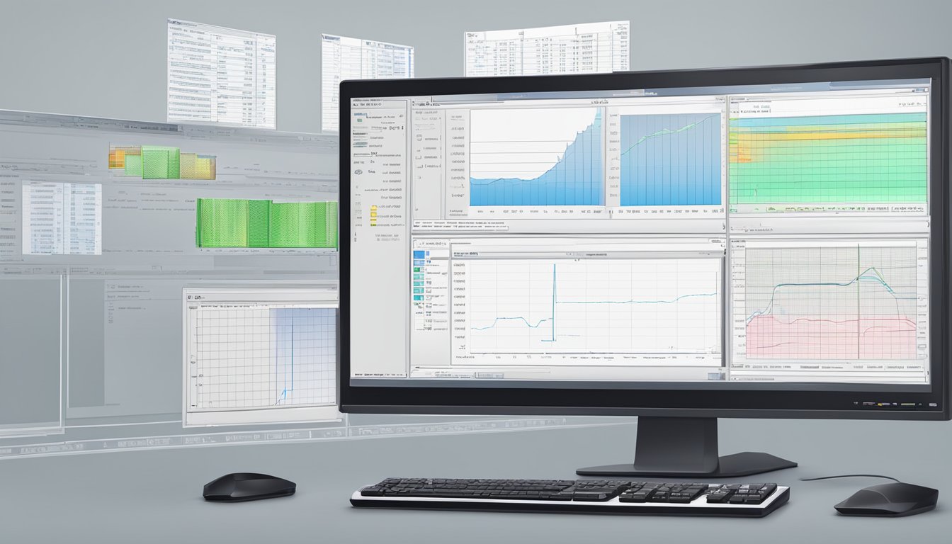 A computer screen displaying a software interface with various input fields and data charts related to thread mill speeds and feeds