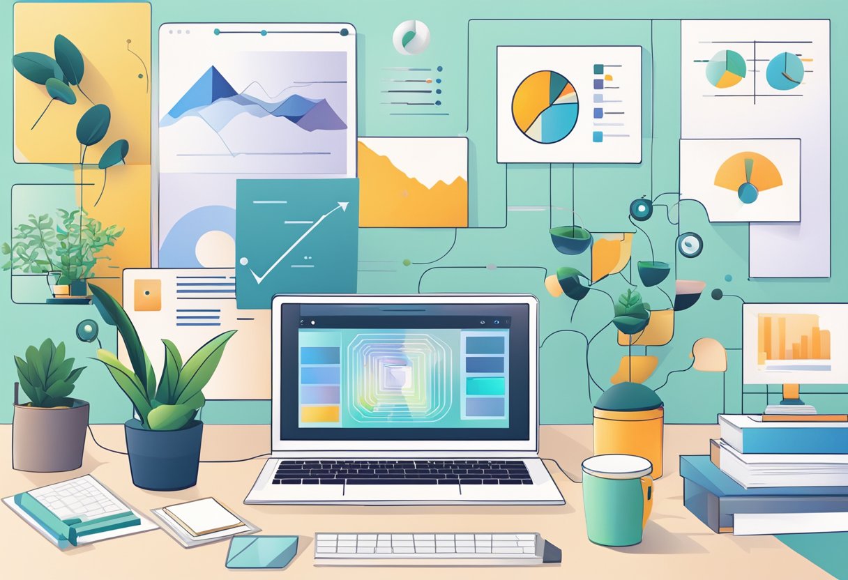 An AI graphics tool creating visuals, with various AI design software and tools for bloggers generating content