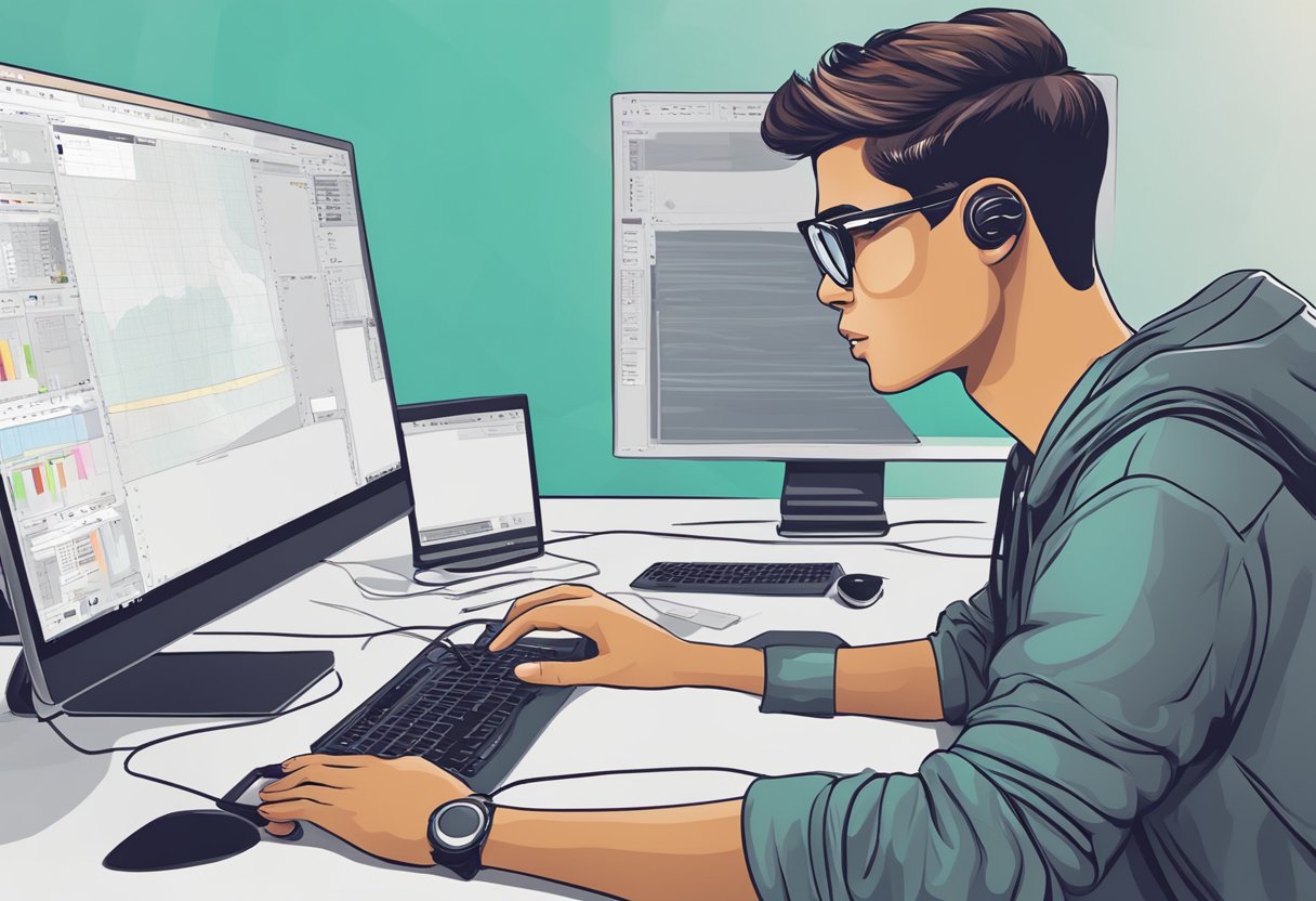 A person using a computer to create graphic designs with free AI tools