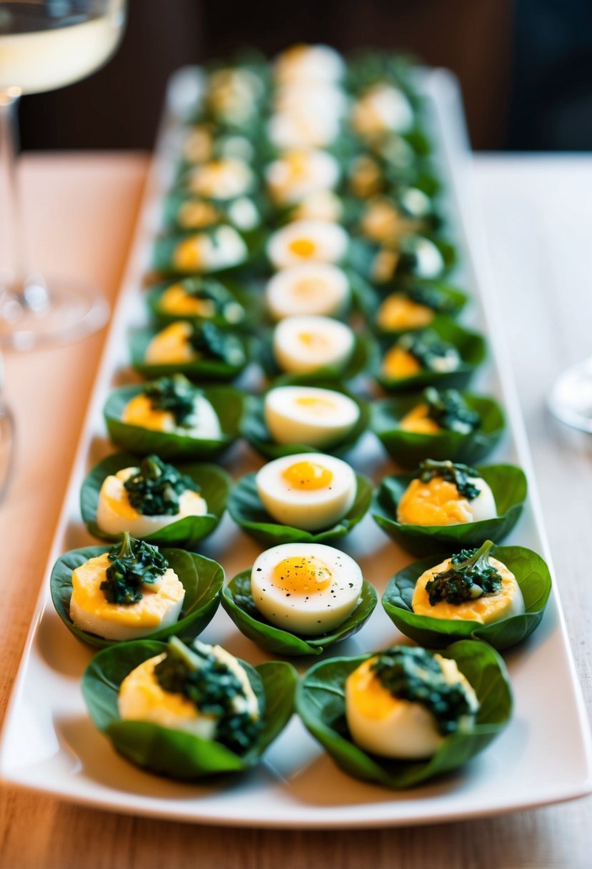 A plate of spinach, feta, and egg white bites arranged in a neat and appetizing display