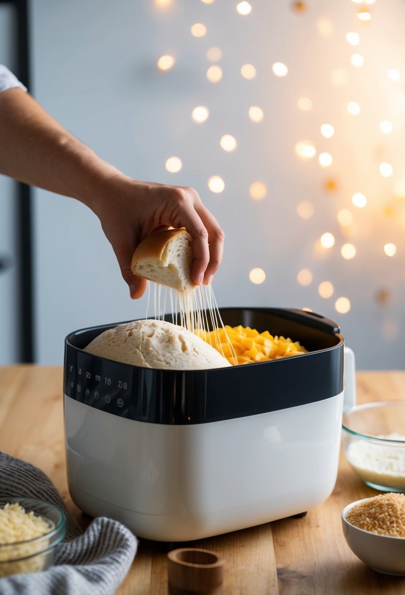 A bread maker mixing ingredients for classic white bread