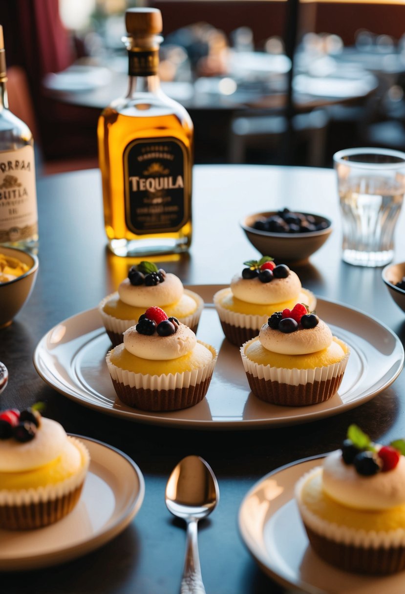 A table set with tequila-infused desserts and ingredients