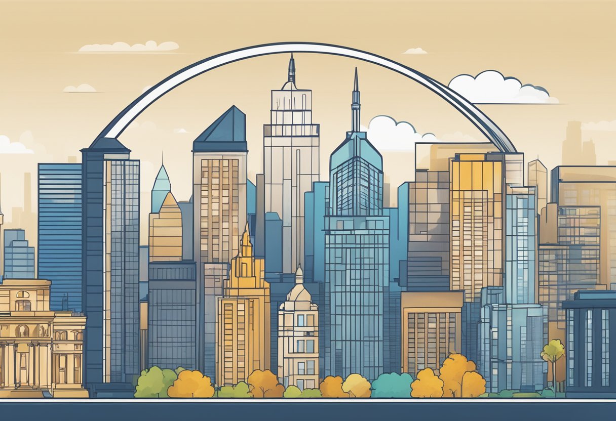 A family law firm's logo displayed on a webpage with city skyline in the background