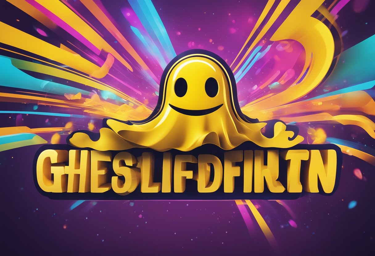 A bright yellow ghost-shaped logo floating above a vibrant, colorful background