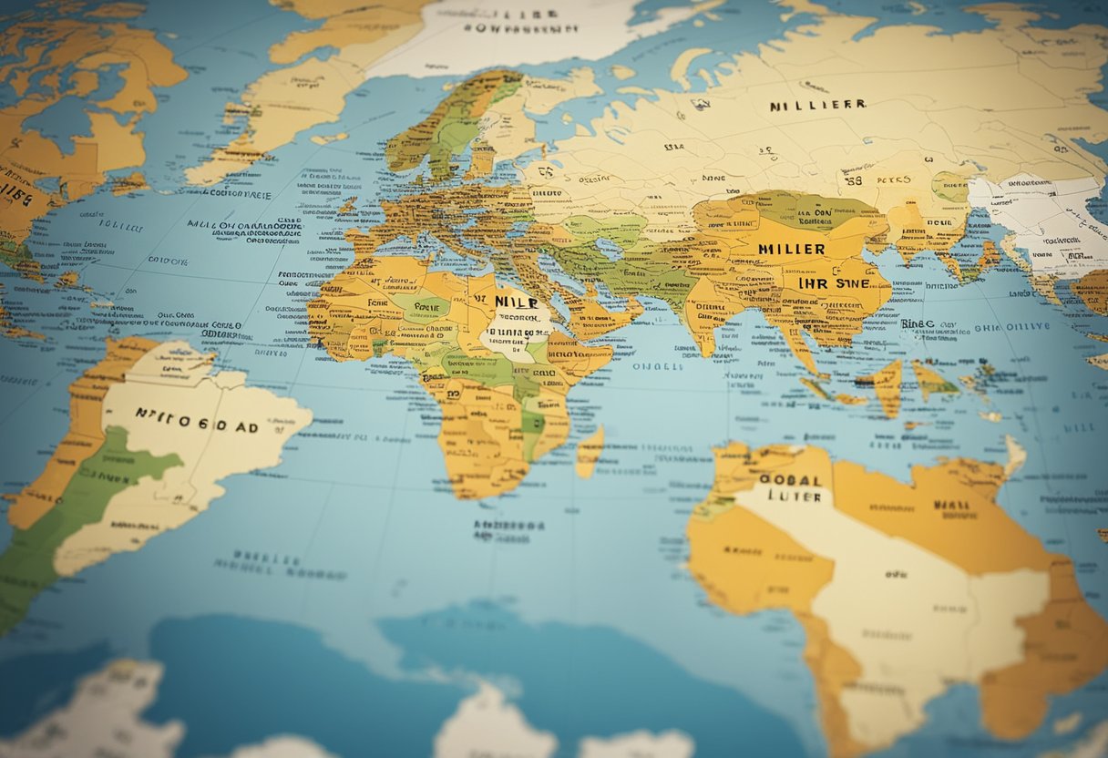 A world map with highlighted regions and arrows indicating global expansion for Miller Lite ownership
