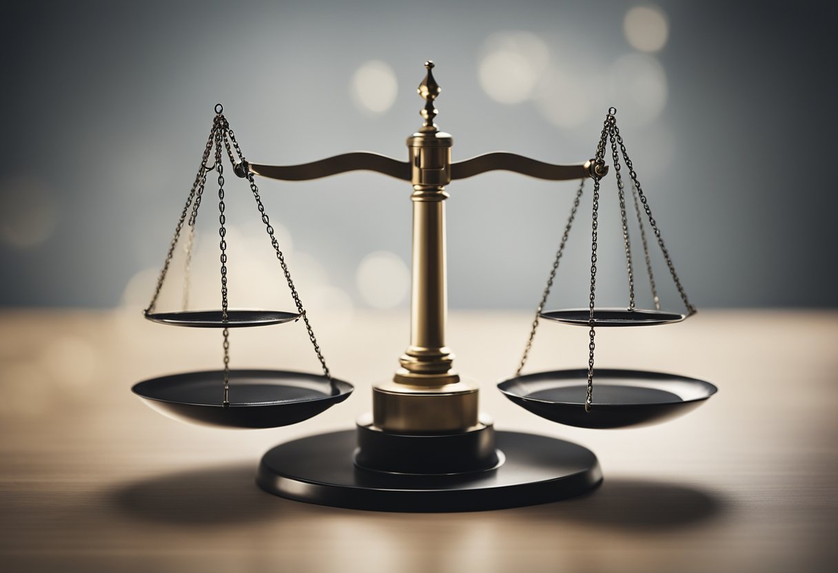 A scale with the Microsoft logo on one side and various stakeholders on the other, representing legal and ethical ownership considerations