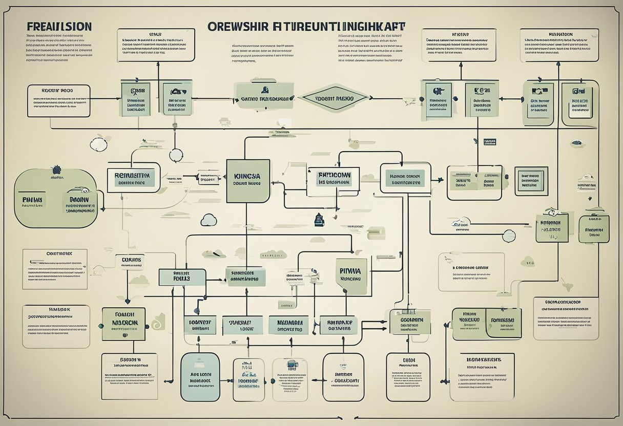 A flowchart showing the ownership structure of Rivian, with various entities and stakeholders connected through lines and arrows