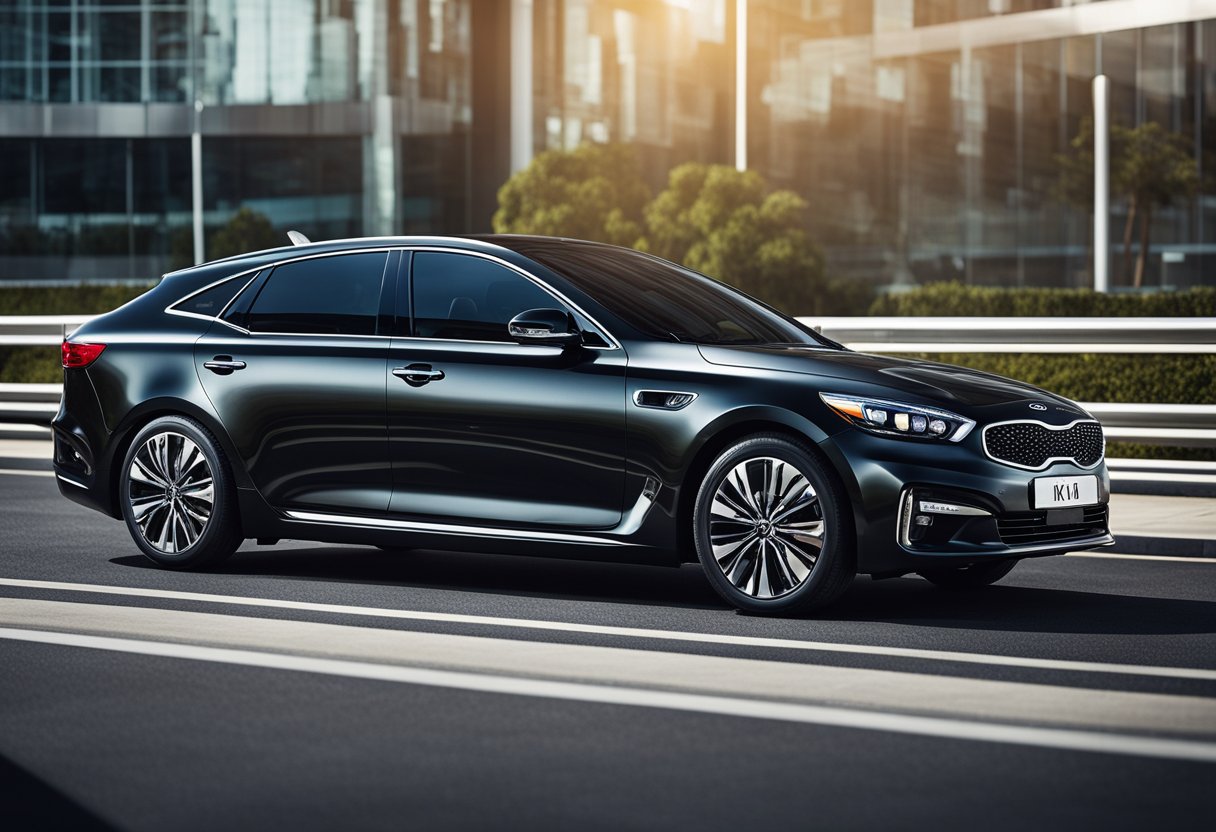 A sleek, modern Kia vehicle with a world map in the background, showcasing the global reach and achievements of the company