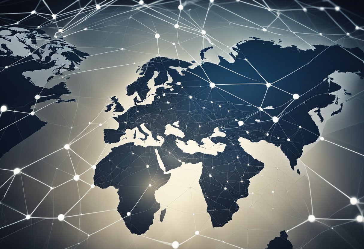 A web of interconnected lines linking various countries, with the size of each country's line representing the amount of US debt they own
