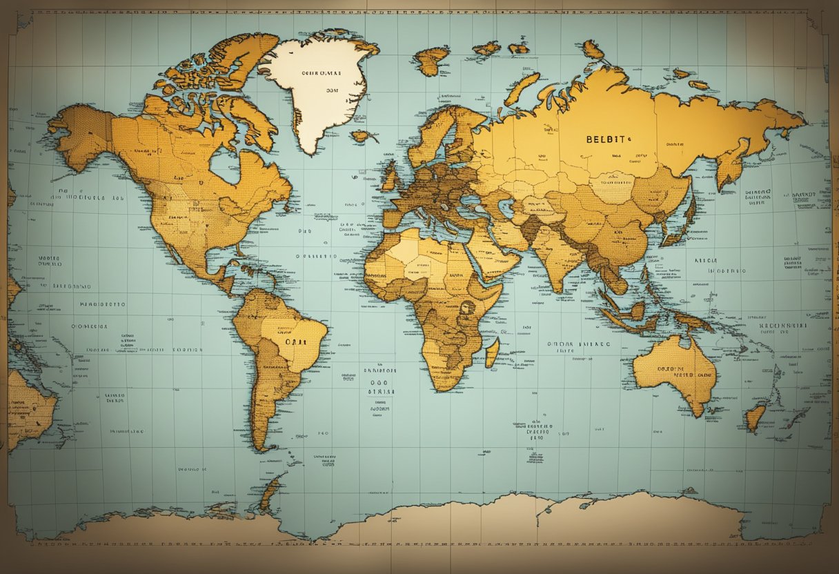 A world map with different countries highlighted, each representing the amount of U.S. debt they own