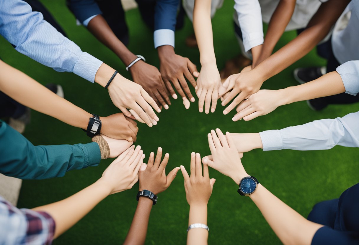 A group of people from diverse backgrounds working together to support local communities and environmental initiatives