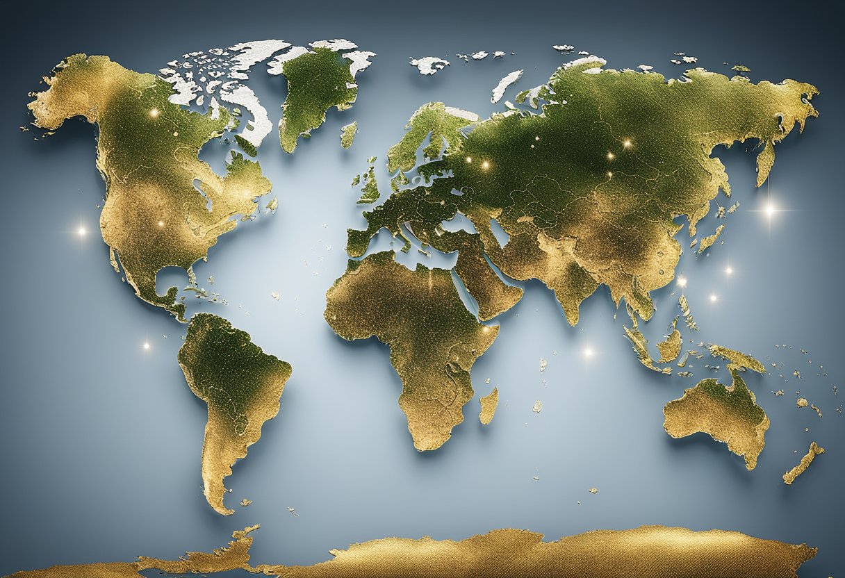 A world map with a highlighted area representing adidas' global presence