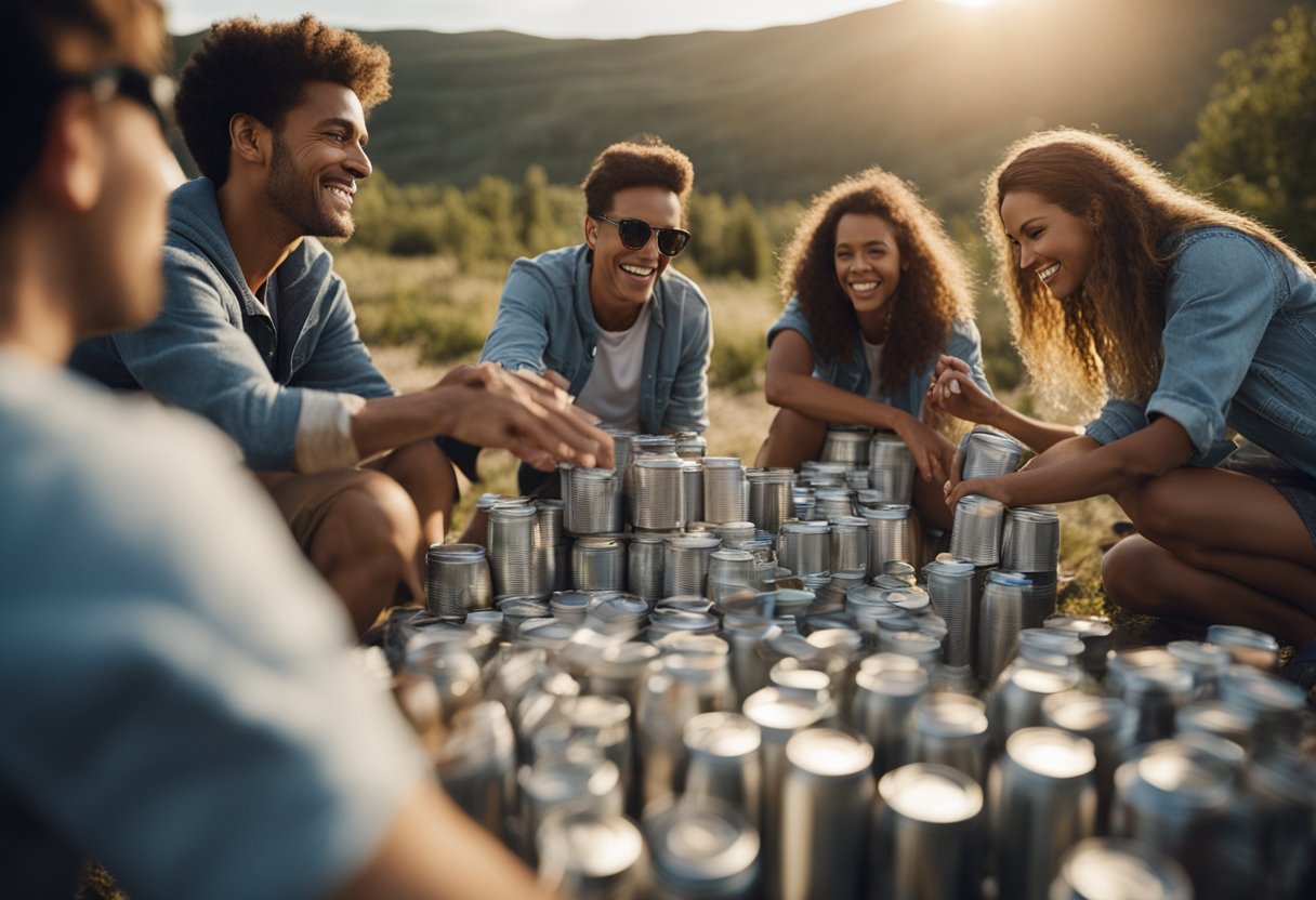 A group of people enjoying outdoor activities with cans of White Claw scattered around the scene