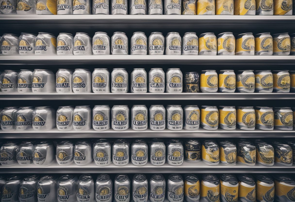 A lineup of colorful cans of White Claw, arranged in a clean and modern display
